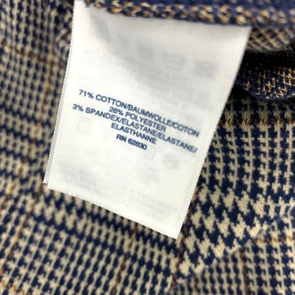 Lands End Pull On Plaid Casual Pants Womens Size LP Blue Tan Elastic Waist - Picture 6 of 6